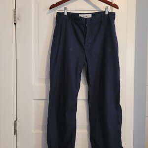 Frank & Eileen Wexford Wide Leg Italian Performance Linen Pant Size 10 Navy